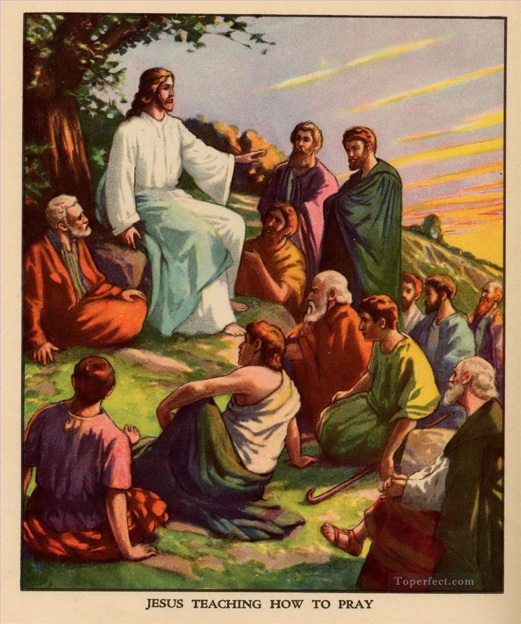 Jesus lehrt  wie Religiosen Christentum beten Ölgemälde